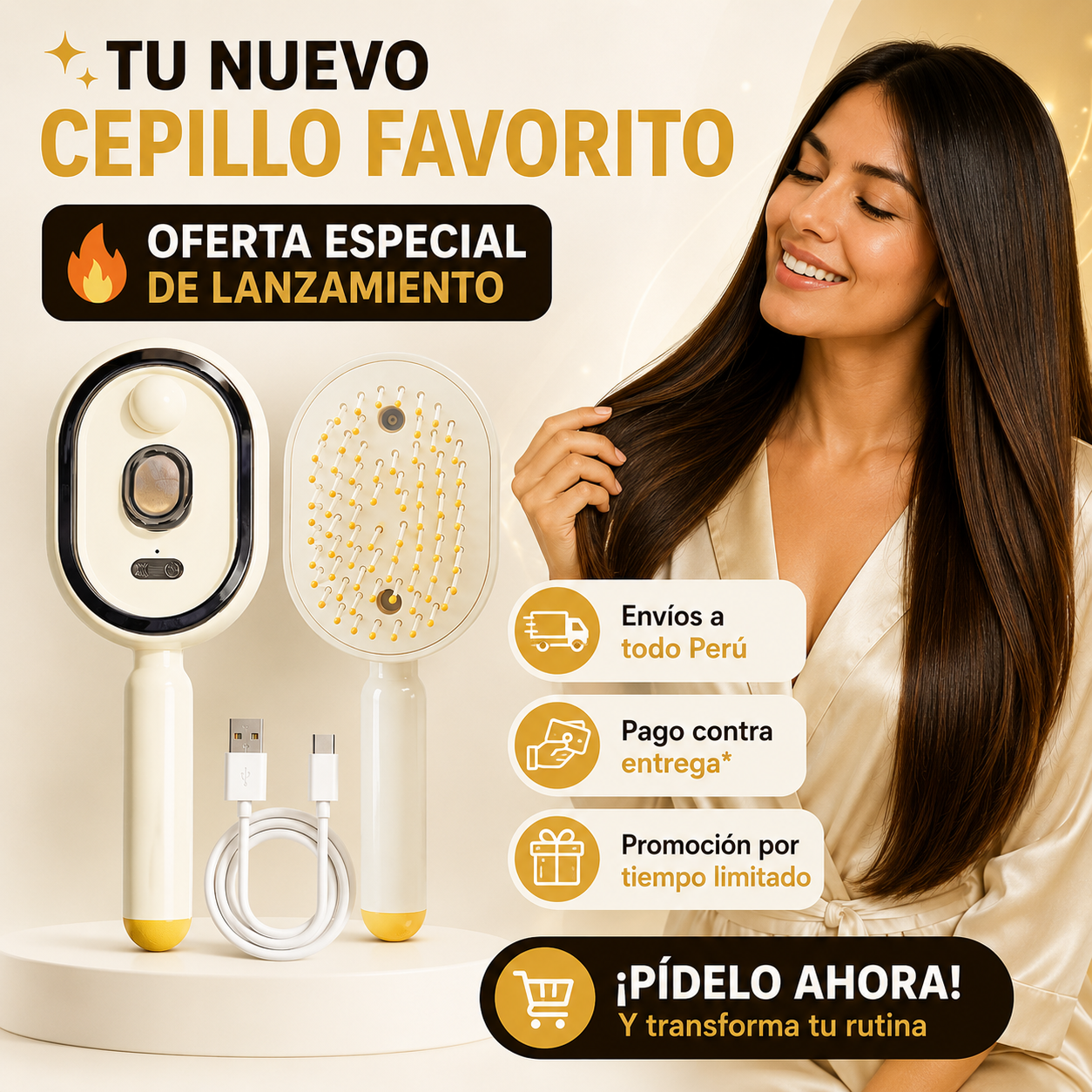 Lissia™ | Cepillo Alisador Iónico — Cabello Liso y Sin Frizz
