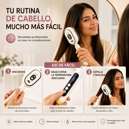 Lissia™ | Cepillo Alisador Iónico — Cabello Liso y Sin Frizz