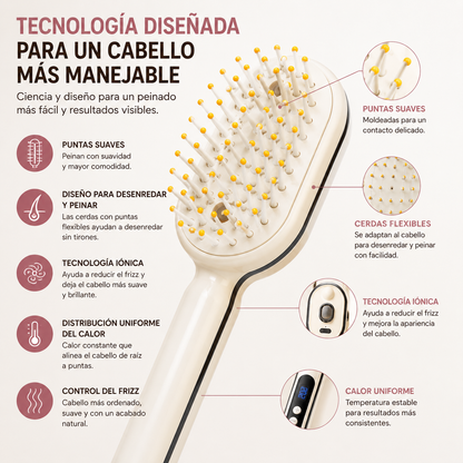 Lissia™ | Cepillo Alisador Iónico — Cabello Liso y Sin Frizz